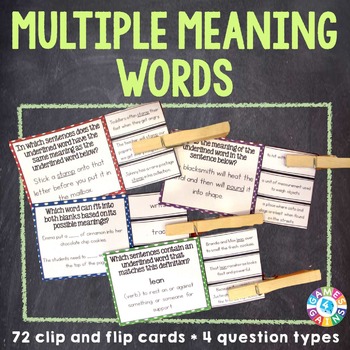 Preview of Multiple Meaning Words Task Card Activities & Games: Homonyms Word Study Centers