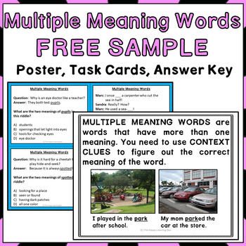 Preview of Multiple Meaning Words Activities FREEBIE