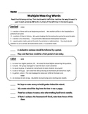 Multiple Meaning Words Assessment