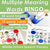 Multiple Meaning Words Speech Therapy BINGO Middle School