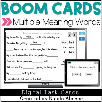 Preview of Multiple Meaning Words BOOM™ Cards for Speech Therapy Distance Learning