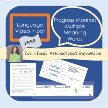 Preview of Multiple Meaning Words- Baseline/Progress Monitor- Animated- Level 1
