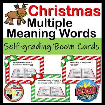 Preview of Multiple Meaning Words Boom Cards Christmas Themed Digital Grammar