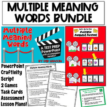 Preview of Multiple Meaning Words Bundle: Task Cards, PowerPoint, Worksheet