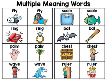 Preview of Multiple Meaning Words Charts (Homonyms and Homographs)