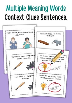 Preview of Multiple Meaning Words Context Clues Sentences. Homophones.