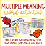 Multiple Meaning Words: Fall Activities, Task Cards, Bats 