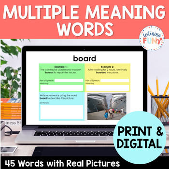 Preview of Multiple Meaning Words Google Classroom and Print