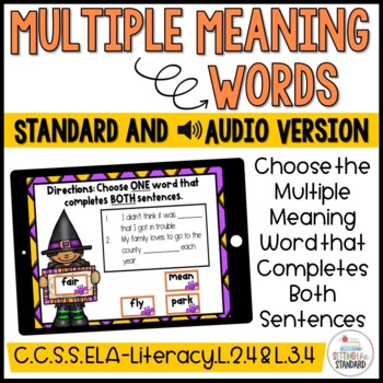 Preview of Multiple Meaning Words Halloween Boom Cards