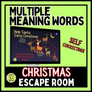 Preview of Multiple Meaning Words Homonyms Christmas Digital Escape Room