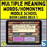 Multiple Meaning Words Homonyms Middle School Deck 1 Boom Cards