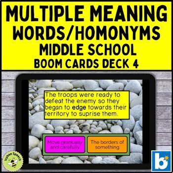 Preview of Multiple Meaning Words Homonyms Middle School Deck 4 Boom Cards