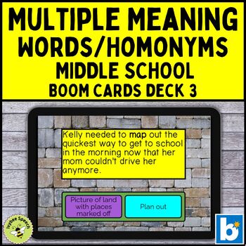 Preview of Multiple Meaning Words Homonyms Middle School Deck 3 Boom Cards