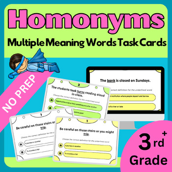 Preview of 48 Multiple Meaning Words - Homonyms Task Cards