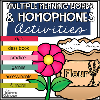 Preview of Multiple Meaning Words & Homophones Unit from Teacher's Clubhouse