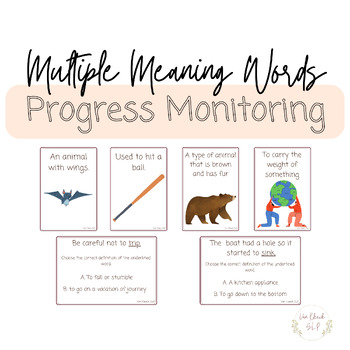 Preview of Multiple Meaning Words- K-5th Grade Progress Monitoring