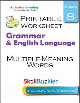 Preview of Multiple-Meaning Words Printable Worksheet, Grade 8