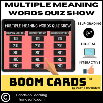 Preview of Multiple Meaning Words Quiz Show Boom Cards