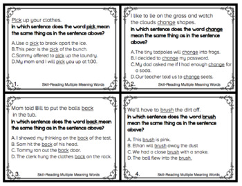 Multiple Meaning Words Sat 10 Task Cards By Trina Deboree Teaching And Learning