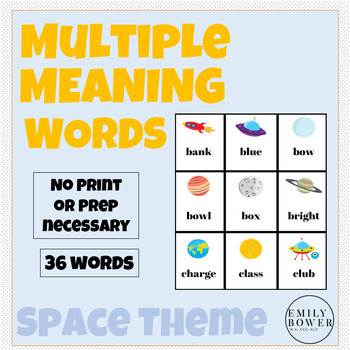 Preview of Multiple Meaning Words - Space Theme