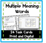 Multiple Meaning Words Task Cards Digital and Paper