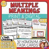 Multiple Meaning Words Task Cards | Set 2 | Print & Digital | Homonym Practice!
