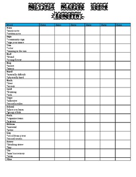 Preview of Multiple Meaning Words Tracking Sheet