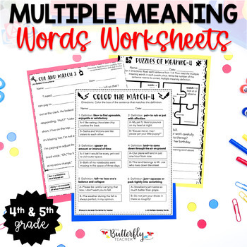 Preview of Multiple Meaning Words Worksheets and Passages Homophones and Homographs