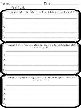 Preview of Multiple Paragraph Graphic Organizer for Expository Writing