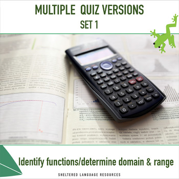 Preview of Functions Domain & Range Quiz Multiple Versions Set 1