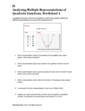 Multiple Representations of Quadratic Functions Worksheet Pack