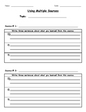 Multiple Sources Graphic Organizer for Notes