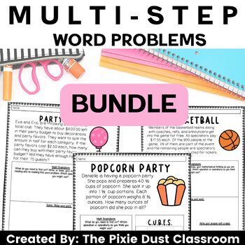 Preview of Multistep 5th Grade Math Word Problems Math Worksheets Test Prep BUNDLE
