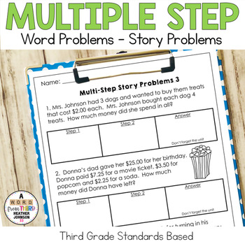 Preview of Multiple Step Word Problems Addition Subtraction Multiplication and Division