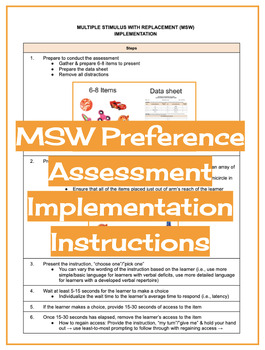 Preview of Multiple Stimulus With Replacement (MSW) Assessment Implementation Instructions
