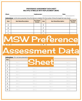 Preview of Multiple Stimulus With Replacement (MSW) Fillable Data Sheet