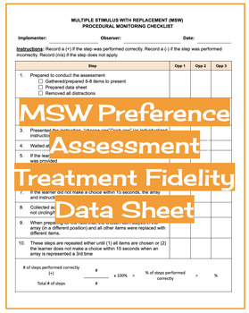 Preview of Multiple Stimulus With Replacement (MSW) Treatment Fidelity Data Sheet