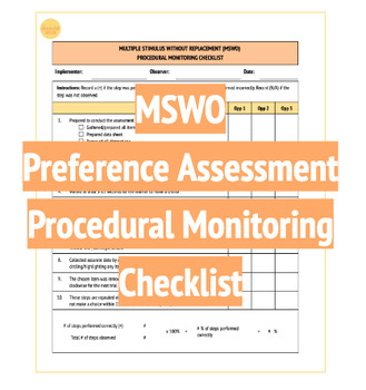 Preview of Multiple Stimulus Without Replacement (MSWO) Treatment Fidelity Data Sheet