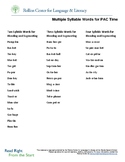 Multiple Syllable Words for PAC Time