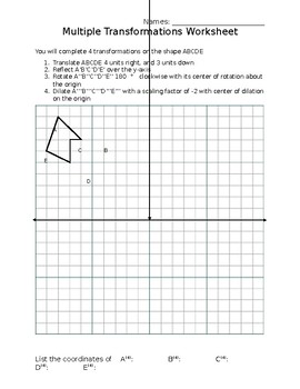 Preview of Multiple Transformations Worksheet