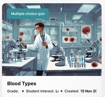 Preview of Multiple choice quiz - Blood types