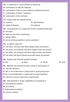 Chemistry Quiz: Element, Compound And Mixture! Trivia - Trivia & Questions