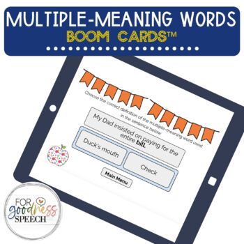 Preview of Multiple meaning words Boom Cards™ NO PRINT Distance Learning