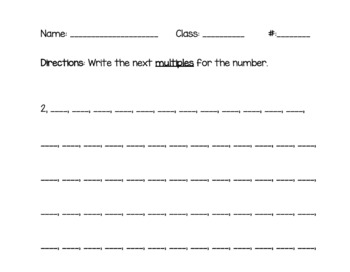 Preview of Multiples Memorization Practice