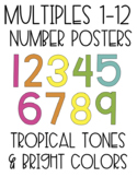 Multiples Number Posters | Tropical/Bright Colors