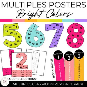 Preview of Multiples Posters | Skip Counting | Multiplication Posters | Bright Colors