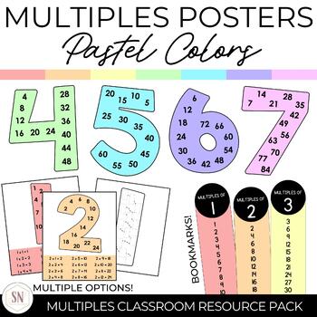 Preview of Multiples Posters | Skip Counting | Multiplication Posters | Pastel Colors