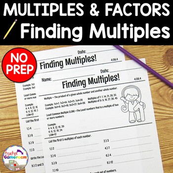 Preview of Finding Multiples Worksheets - 4.OA.4
