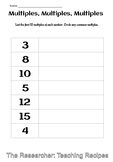 Multiples Worksheet with Answer Key