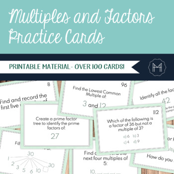 Preview of Multiples and Factors Practice Cards